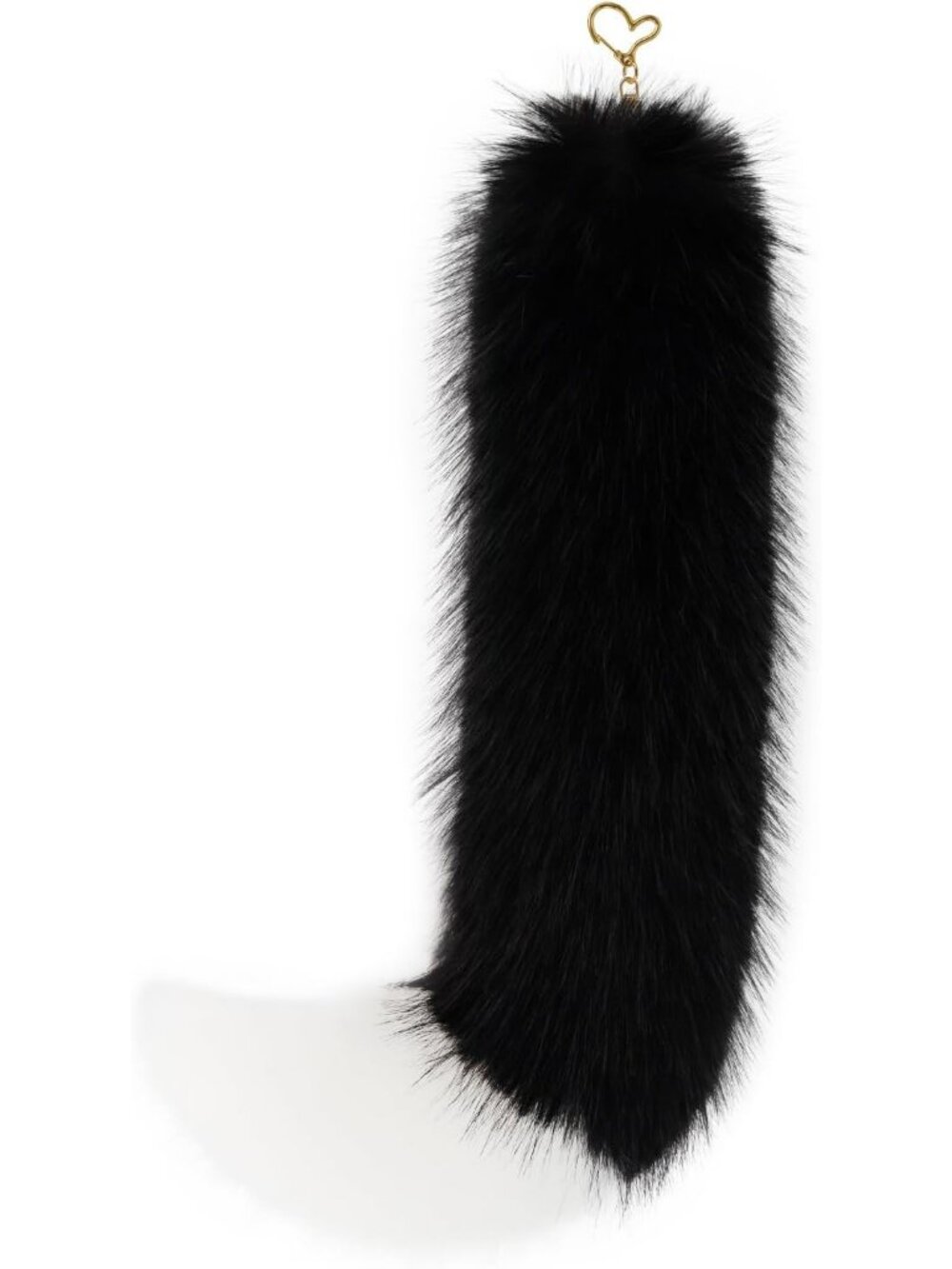Black White Faux Fur Cat Tail Keychain Fluffy Fox Therian Halloween Bag Charm